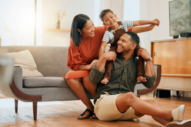 Multi-generational African American family sharing a warm moment together at home